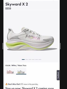 HOKA Skyward X 2 Women’s Running Shoe — sz 8 w new in box !! $225 retail price!!